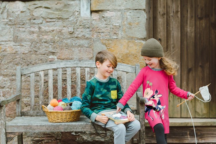 tea-clothing-kids-bench-knitwear-diy-filming-scotland-angela-moffat-stylist-edinburgh-scotland-uk.